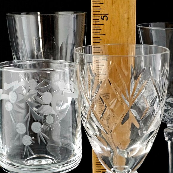 Decorative Cut Glass Liquor Cocktail Cordial Glasses (4) Collection mismatched - Picture 9 of 9